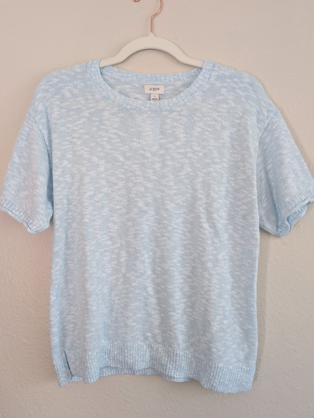 J. Crew Factory Cotton-Blend Crewneck Sweater in Pale Blue - Small NWT